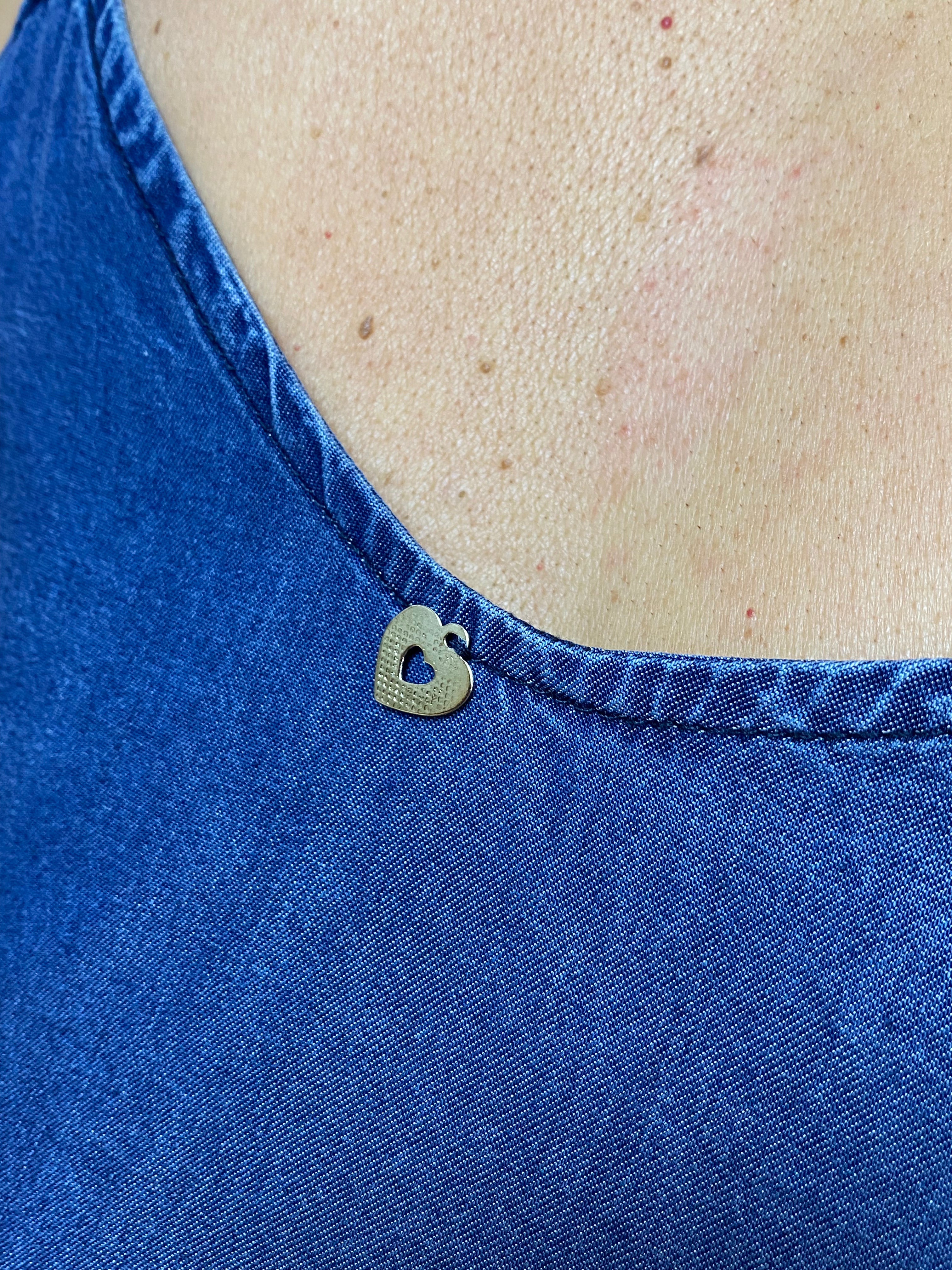 Vestido midi tencel bordado alça