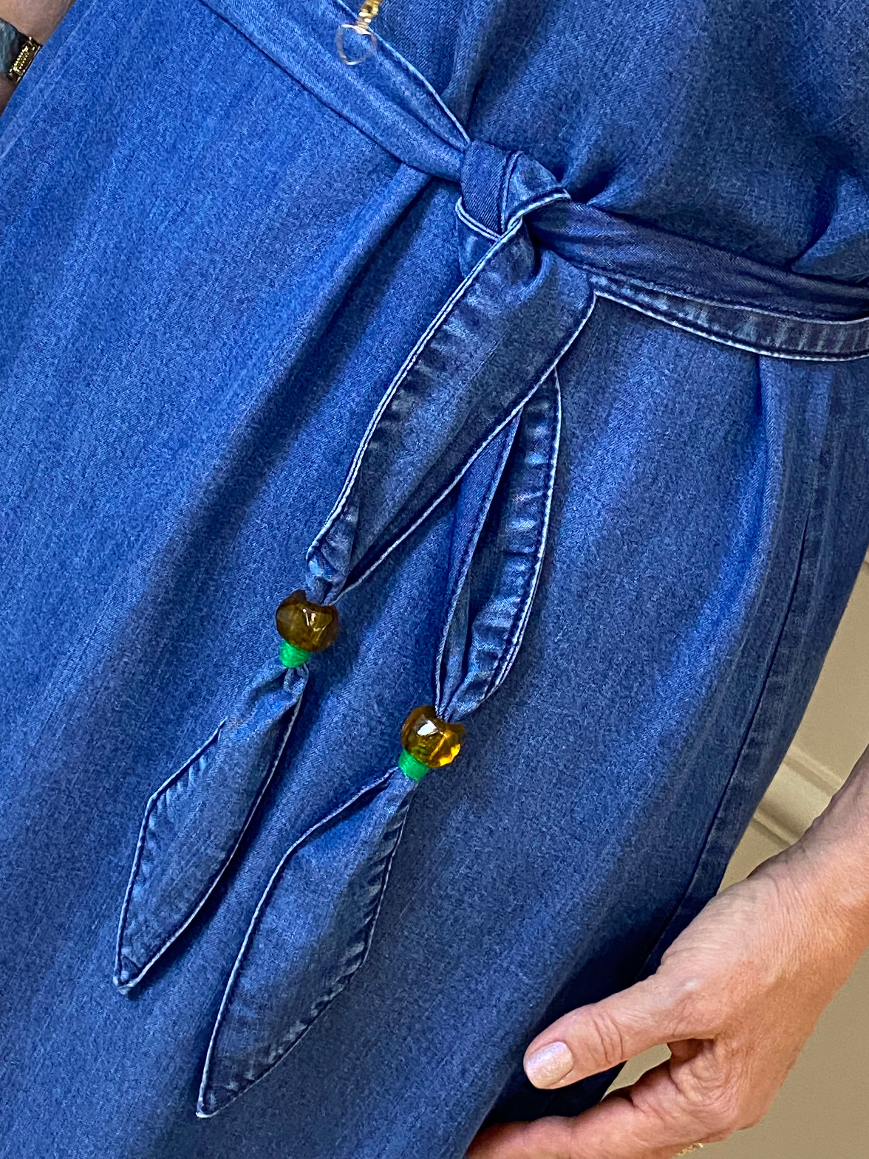 Vestido midi tencel bordado alça