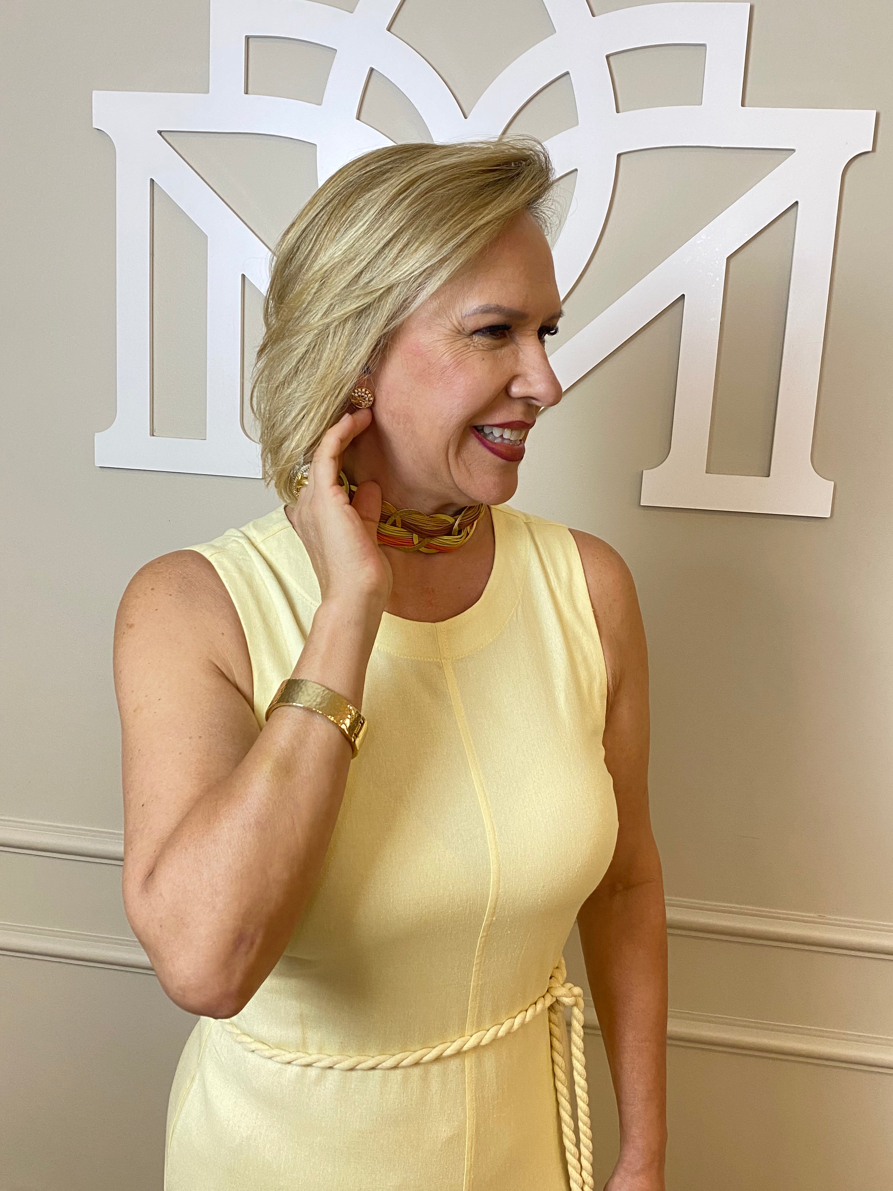 Vestido midi amarelo cinto corda - Seiki