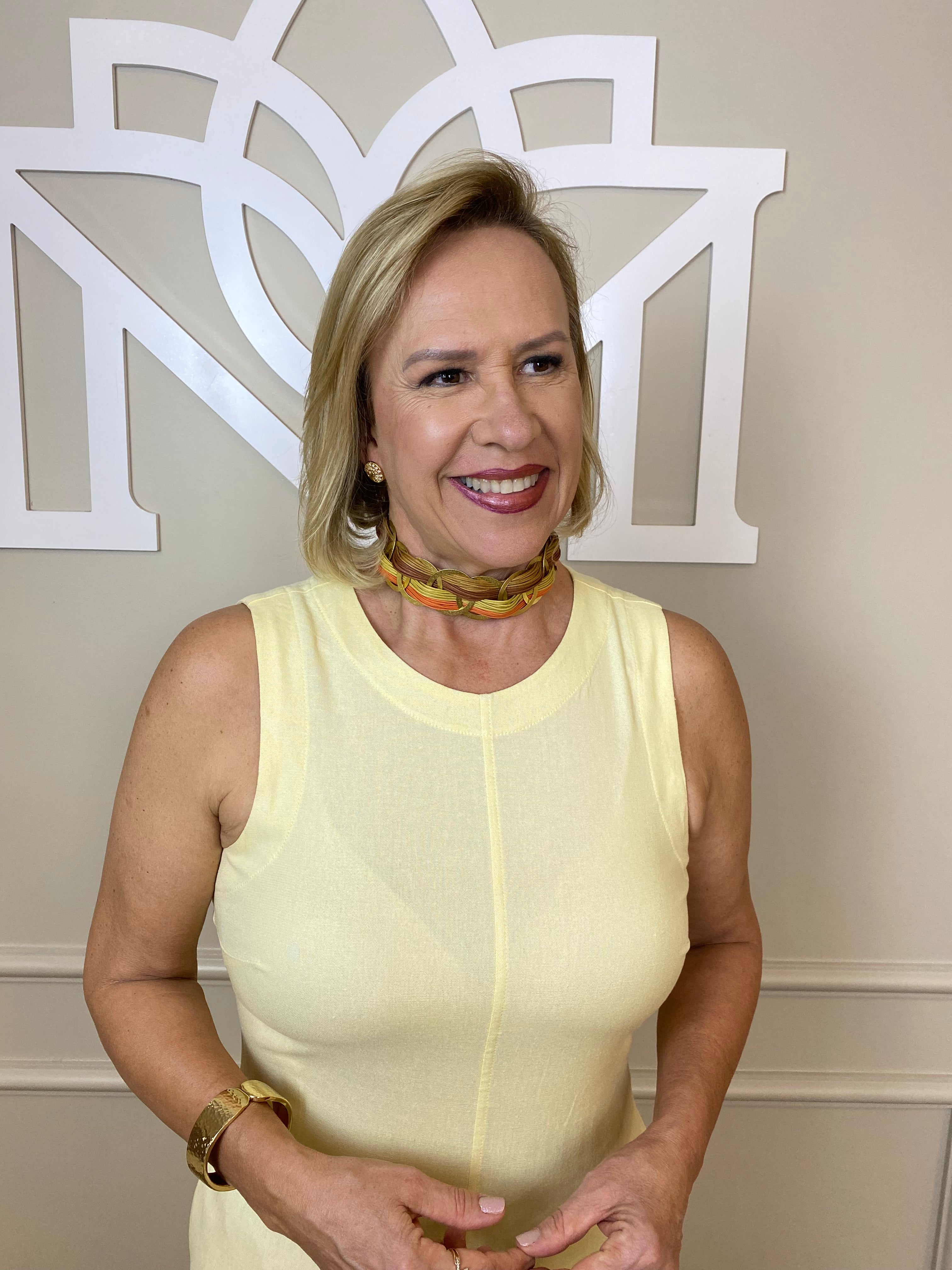 Vestido midi amarelo cinto corda - Seiki