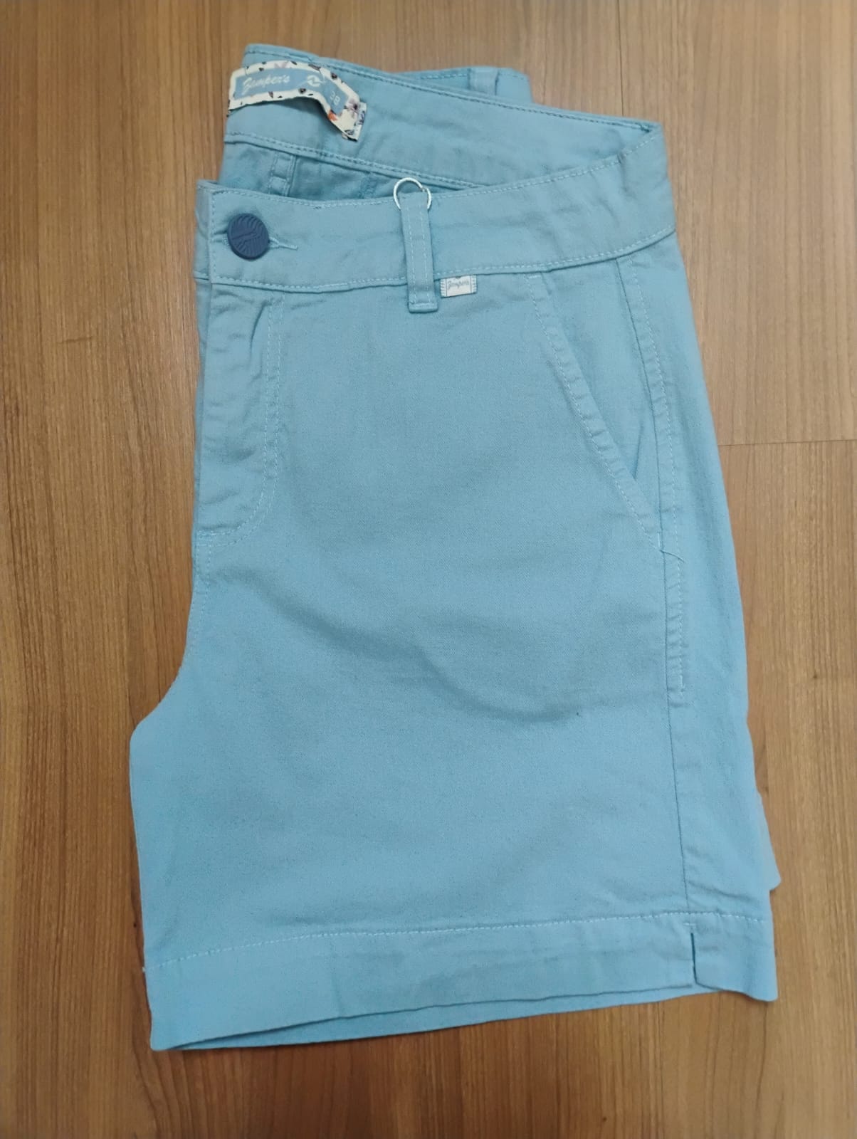 Bermuda azul céu sarja meia coxa - Zampers