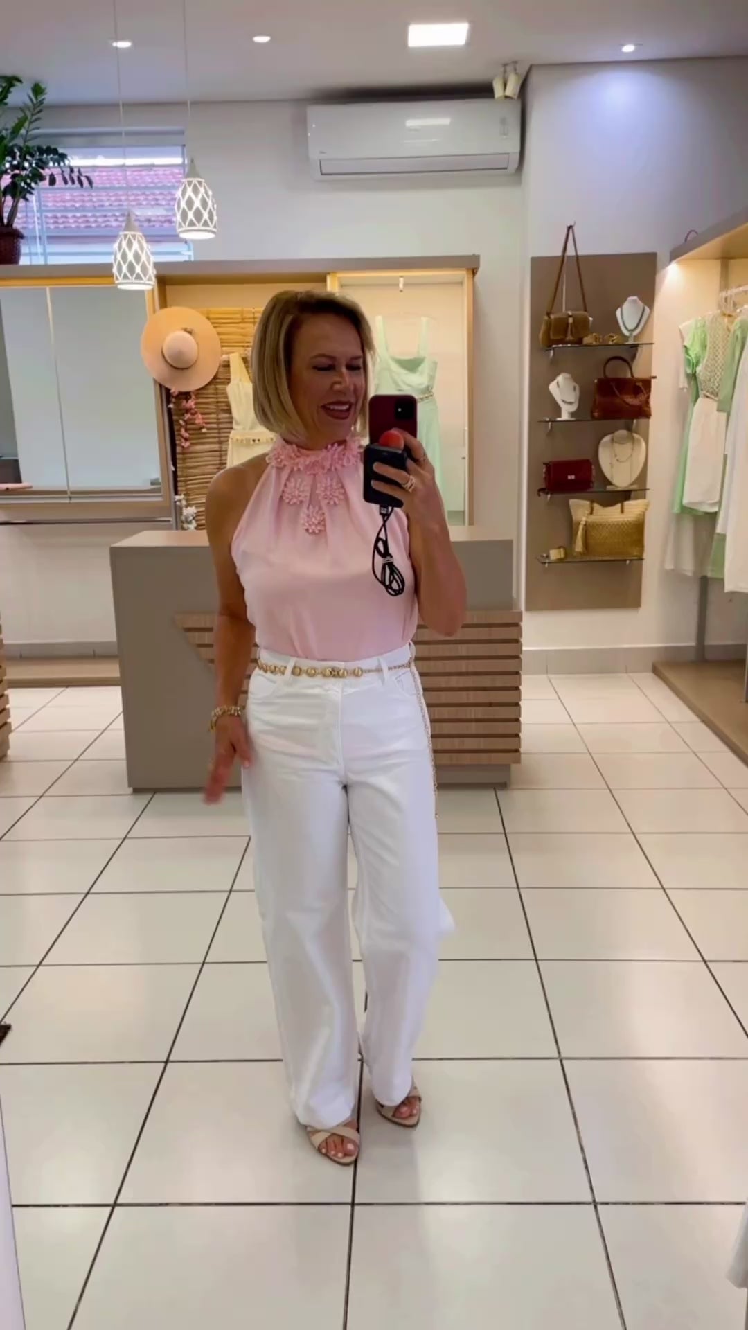 Wide leg branca sarja - Happiness