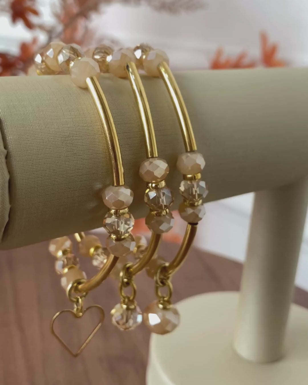 Pulseira cristais e canudo pingentes