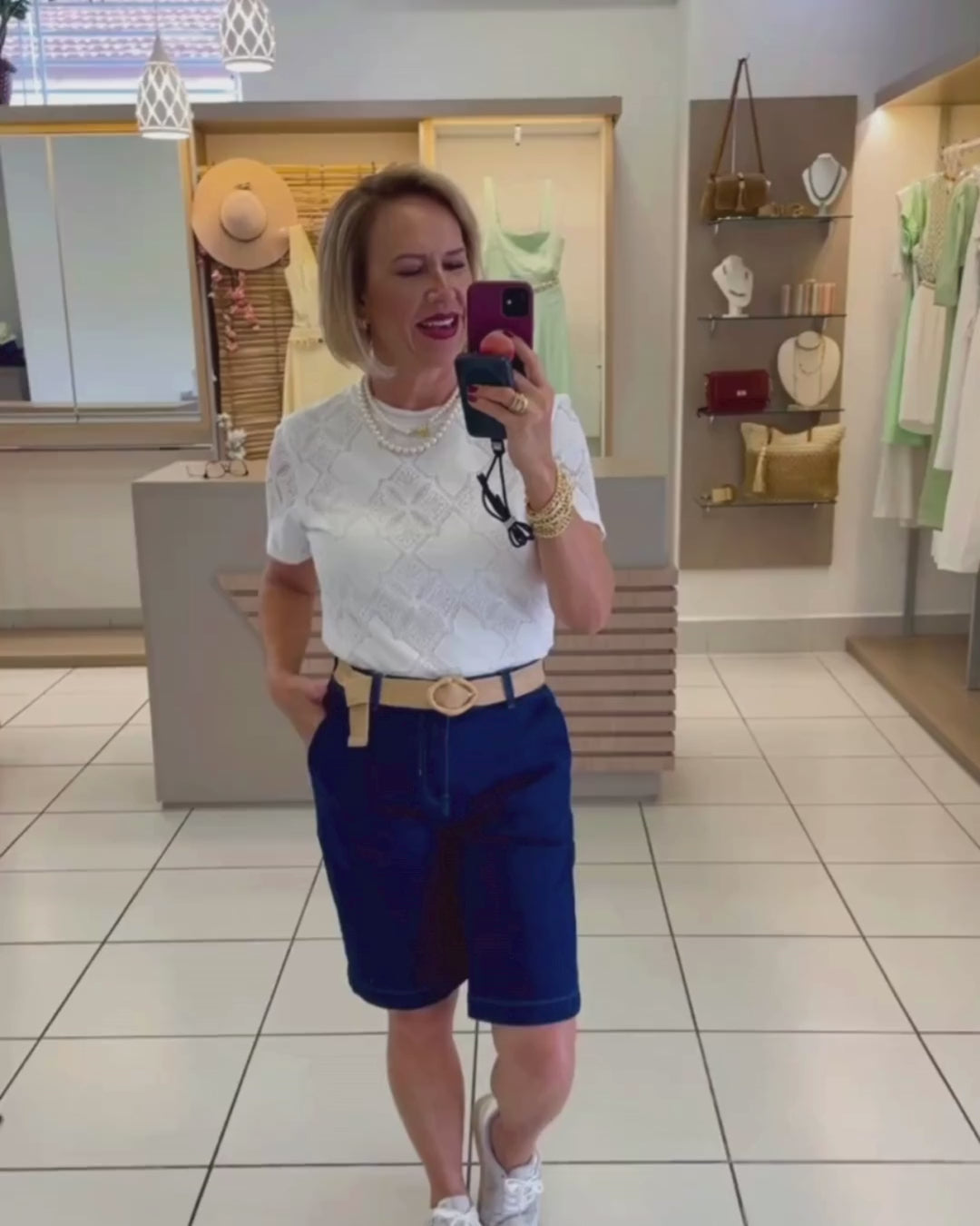 Bermuda jeans escura bolso faca - Zampers