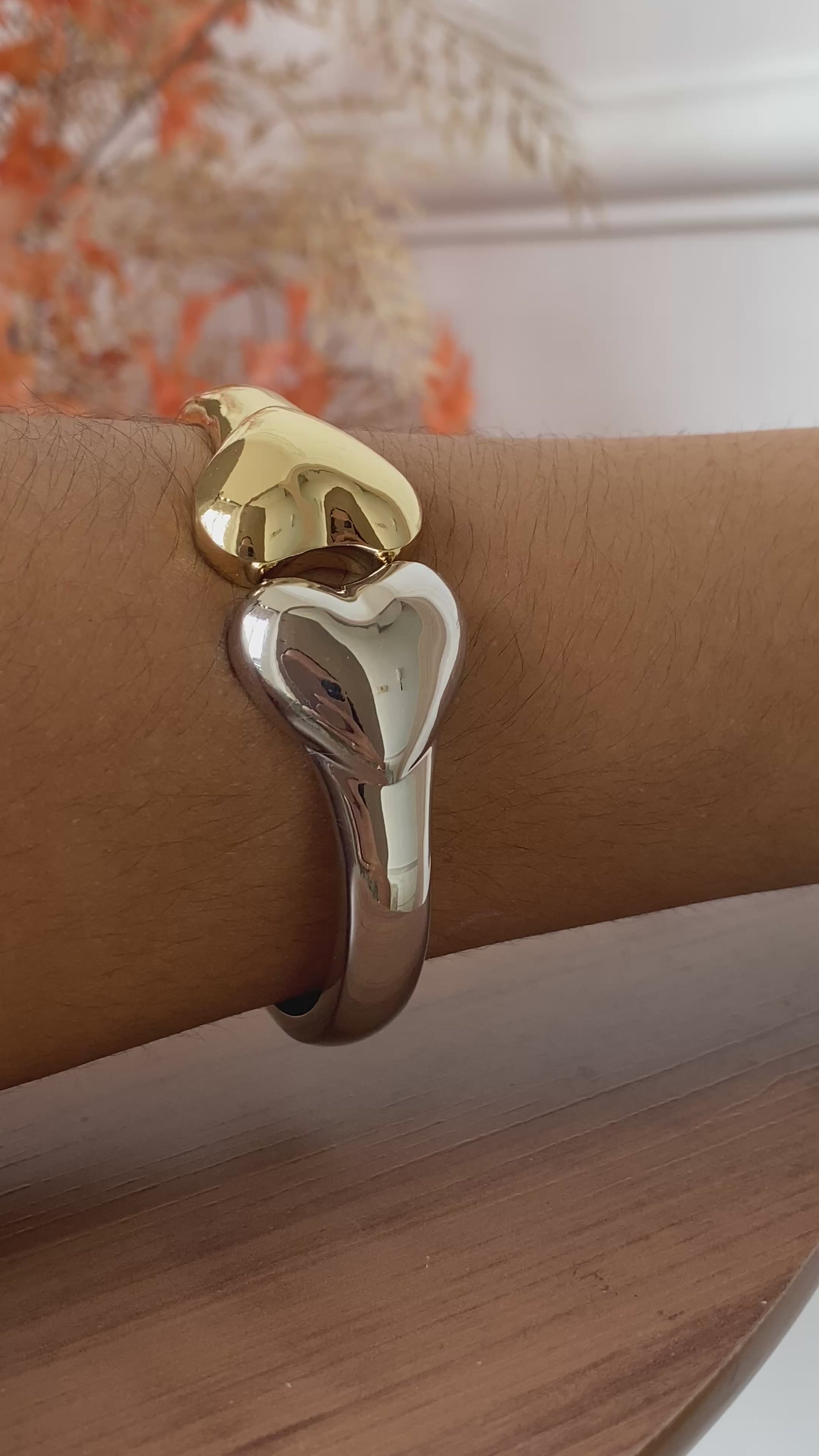 Bracelete dourado/prata coração noluxo